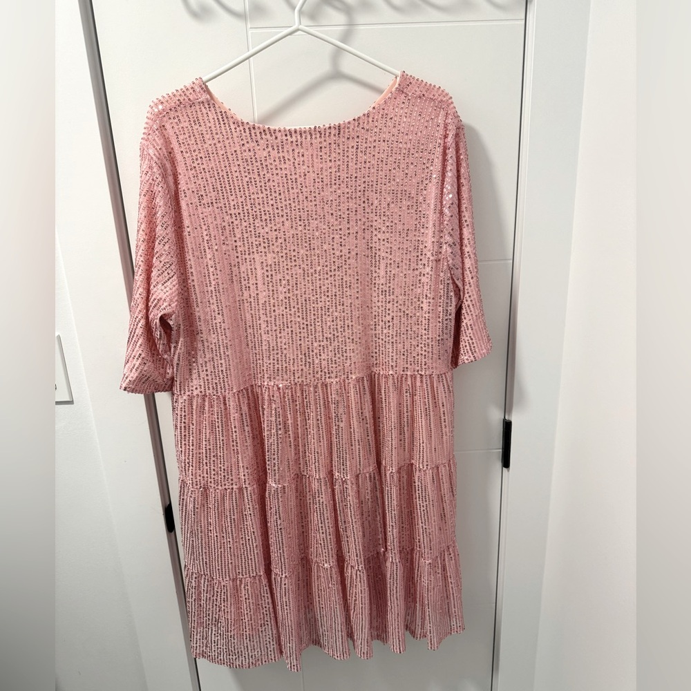Blush Sequin Tiered Midi Dress